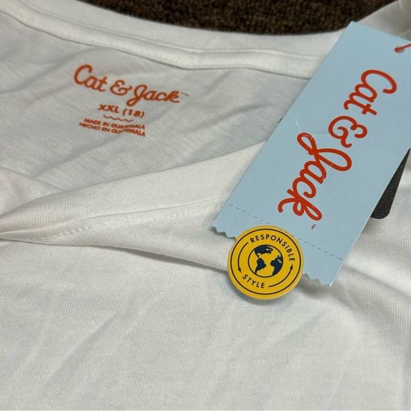 XXL (18) - Girls Long Sleeve Plain White Tee T-Shirt CAT & JACK NEW - Picture 2 of 2
